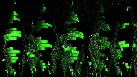 Rows of cones with band equalizers. Concert background. 3d objects of an Stock Footage 155764604