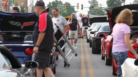 Rows of Corvettes Stock Footage 40314954