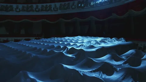 Rows of covered seats in theater Stock Footage 145832014