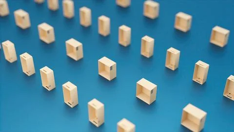 Rows of delivery boxes Stock Illustration