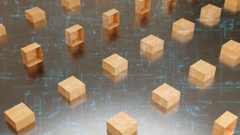 Rows of delivery boxes Stock Illustration