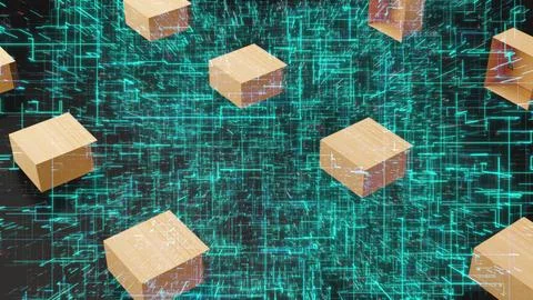 Rows of delivery boxes Stock Illustration