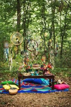 Rows of desserts on the wedding table Stock Photos