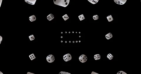 Rows of Dice Pulsating Towards Screen on Alpha Channel Stock Footage 114811305