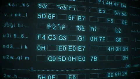 Rows of digital data code on retro monitor seamless loop animation Stock Footage 119219453