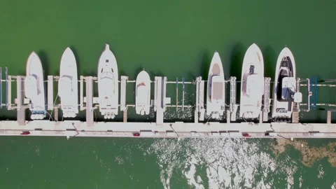 Rows of docked boats Stock Footage 206155073