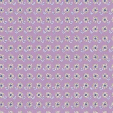 Rows of doodle flowers seamless vector pattern Stock Illustration