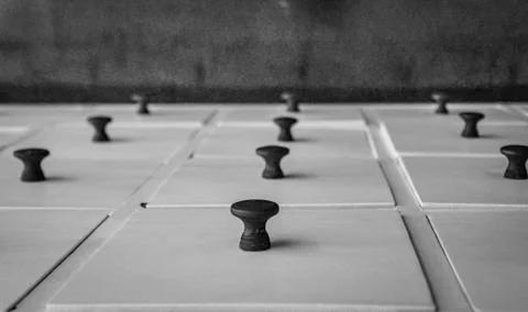 Rows of drawer knobs Stock Photos