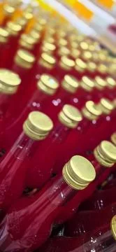 Rows of drinking bottle cups beautiful colors perfect for multimedia backgr.. Stock Photos