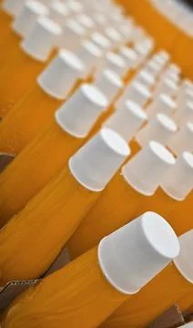 Rows of drinking bottle cups beautiful colors perfect for multimedia backgr.. Stock Photos