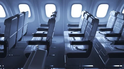 Rows of empty airplane seats. Stock Footage 91270636