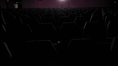 Rows of empty comfortable seats in the cinema theater, concert hall Stock Footage 131201703