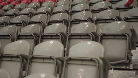 Rows of Empty Grey and Red Seats Stock Footage 101981653