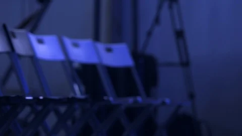 Rows of empty plastic chairs Stock Footage 113496055