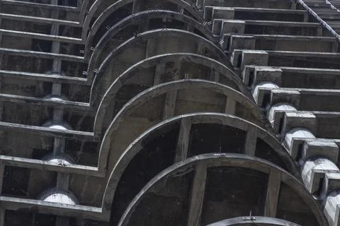 Rows of Empty Seats Creating Repetitive Pattern Stock Photos