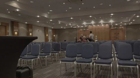 Rows of Empty Seats in a Hotel Conference Room Stock Footage 342565146