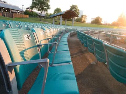 Rows of empty stadium seats Stock Photos