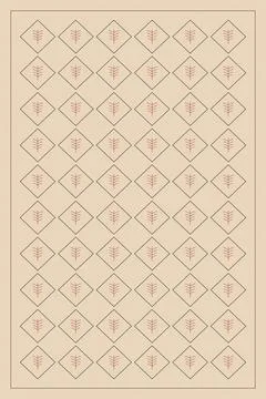Rows of fine coral leaf emblems inside outlined diamonds create a quiet fol.. Stock Illustration