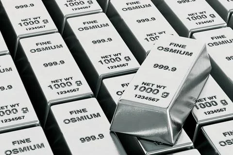 Rows of Fine Osmium Bars with One on Top. 3d Rendering Stock Illustration
