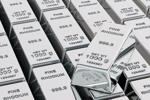 Rows of Fine Phodium Bars with One on Top. 3d Rendering Stock Illustration