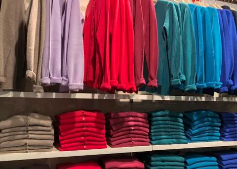 Rows of folded clothes. Stock-Fotos