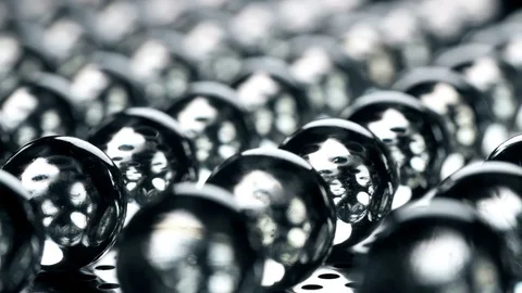 Rows of glass balls,the camera is in motion Stock Footage 82471231