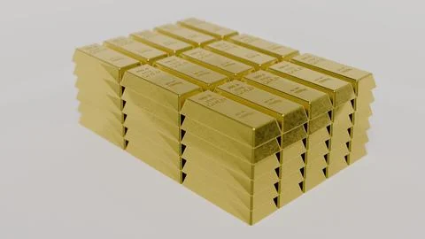 Rows of gleaming gold bars line the surface Illustrazione stock