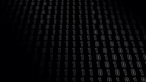 Rows of glowing binary numbers on a dark background, creating a futuristic .. Stock Footage 340528739