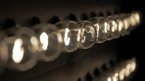 Rows of glowing bulbs. Video stock 134983250