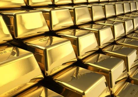 Rows of gold bars Stock Illustration