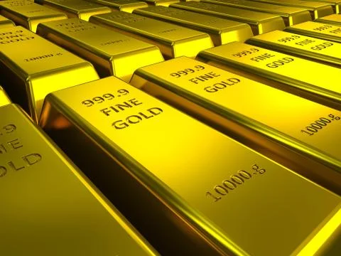 Rows of gold bars Stock Illustration