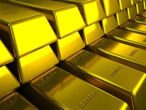 Rows of gold bars illustration Stock Illustration