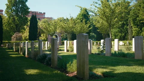 Rows Of Gravestones In the memorial day Stock Footage 336512463