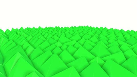 Rows of green pyramids slowly moving. abstract animation. 3d rendering Stock Footage 101399285