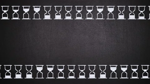 Rows of hand drawn hourglasses flowing on chalkboard animation Stock Footage 137289215