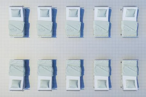Rows of hospital beds Illustrazione stock