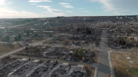 Rows Of Houses Burned Down After A Wildfire Stock Drone Video 스톡 동영상 168788293