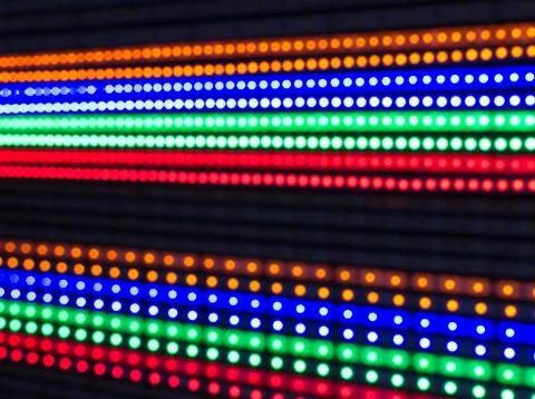 Rows of Illuminated LED Lights Stock Photos