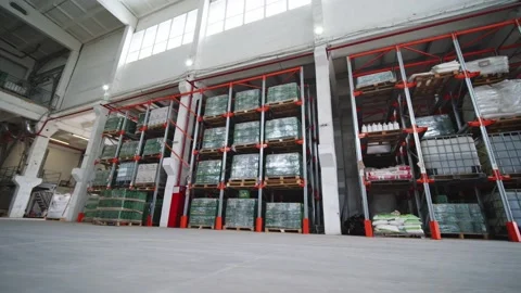 Rows in the Industrial Warehouse Stock Footage 197115744