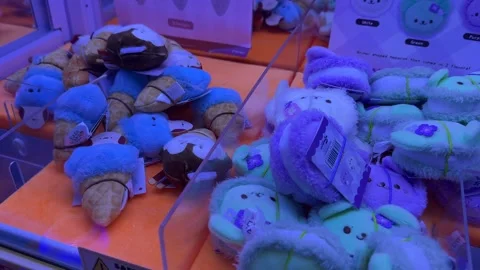 Rows of Korean-style claw machines Video stock 329010964