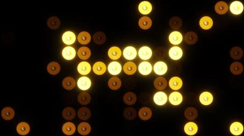 Rows of light bulbs spotlights with random switch on, computer generated night Illustrazione stock