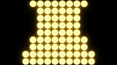 Rows of light bulbs spotlights with random switch on, computer generated night Illustrazione stock