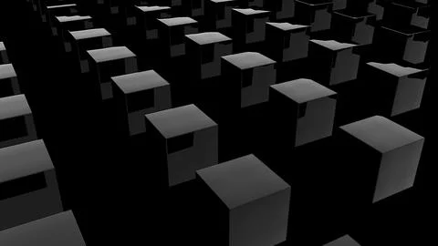 Rows of many dark shiny cubes modern computer generated 3D rendering background Stock Photos