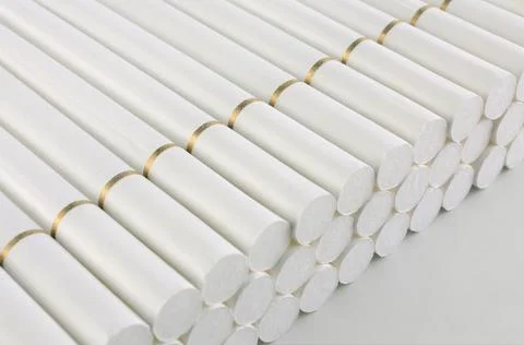 Rows of many new cigarettes Stock Photos