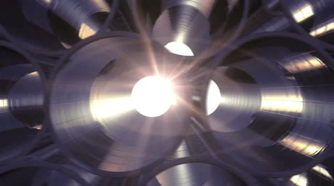 Rows of Metal Pipes with reflections and Sun Flares inside. 動画素材 61512107