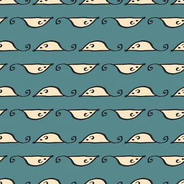 Rows of mice seamless doodle vector pattern Stock Illustration