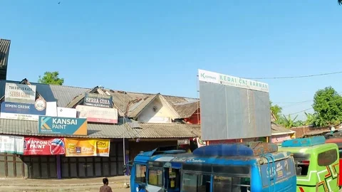 Rows of micro buses that are parked waiting for passengers Stock Footage 242661982