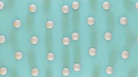 Rows of moving white golf balls on a turquoise background. 3d render looped back Stock Footage 233265107