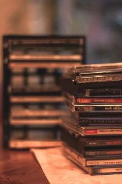 Rows of music cds collection Stock Photos