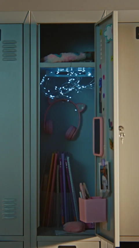 Rows of Neatly Arranged Lockers Represent Structure, Organization, Daily Stock Footage 342021617
